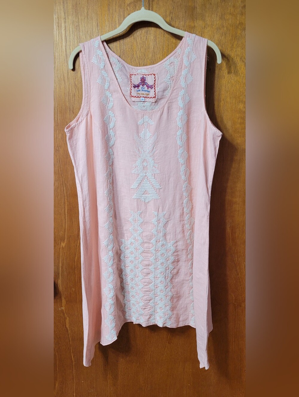 JW Los Angeles Linen Sleeveless Asymmetric Hem Dress Size XL (1257)